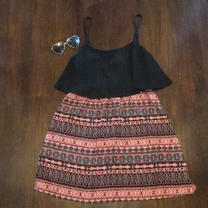 Black and coral Aztec sun dress